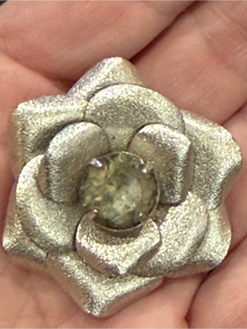 Vintage rose Statement Brooch / pendant with Center Stone